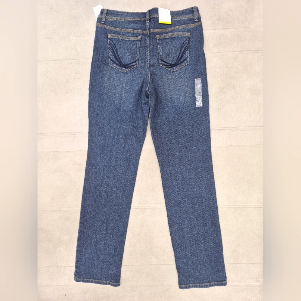 Style & Co Core jeans women's 12 Long dark wash rail straight stretchy high rise - Picture 2 of 16